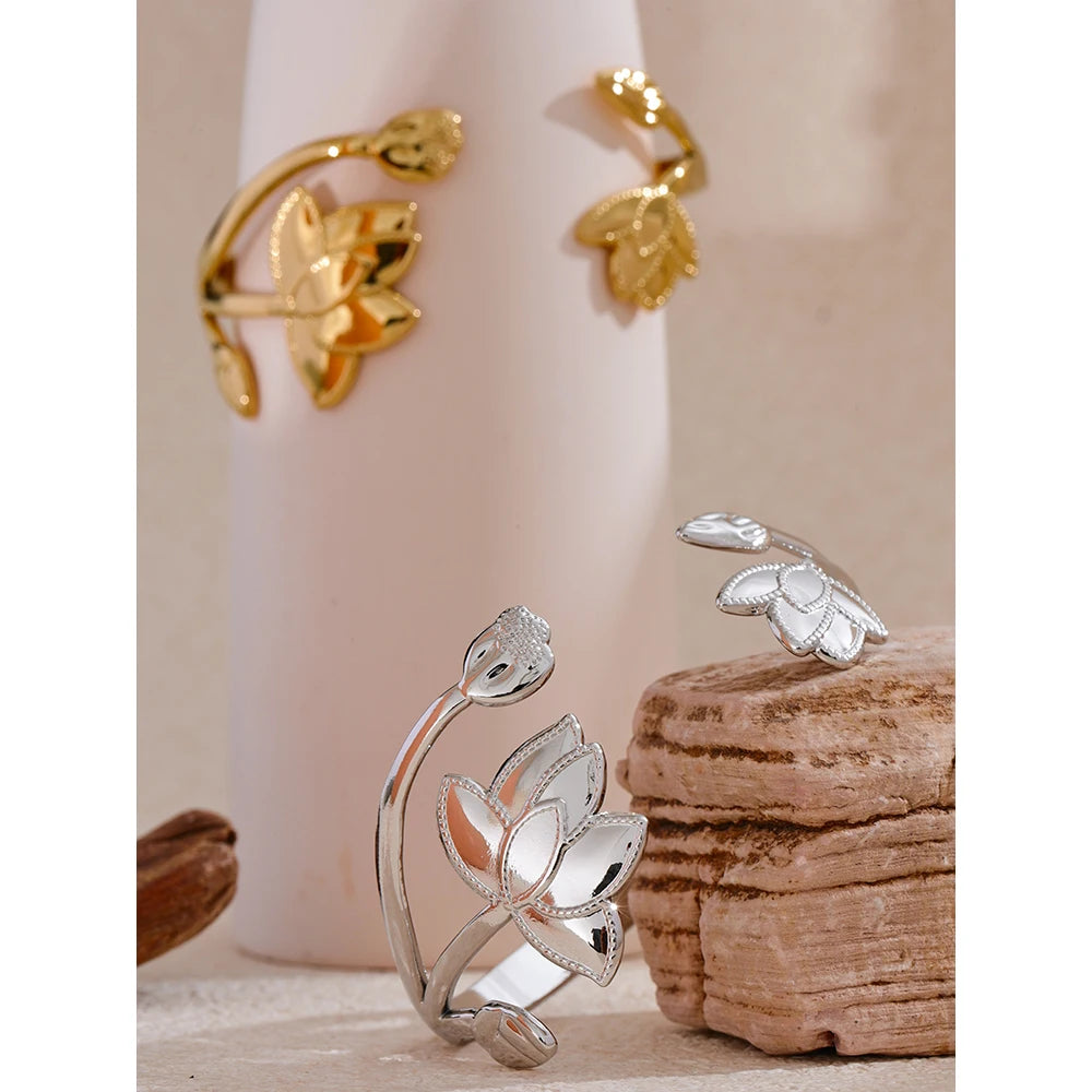 Isalene  Bracelets Liora Lotus Cuff Bracelet