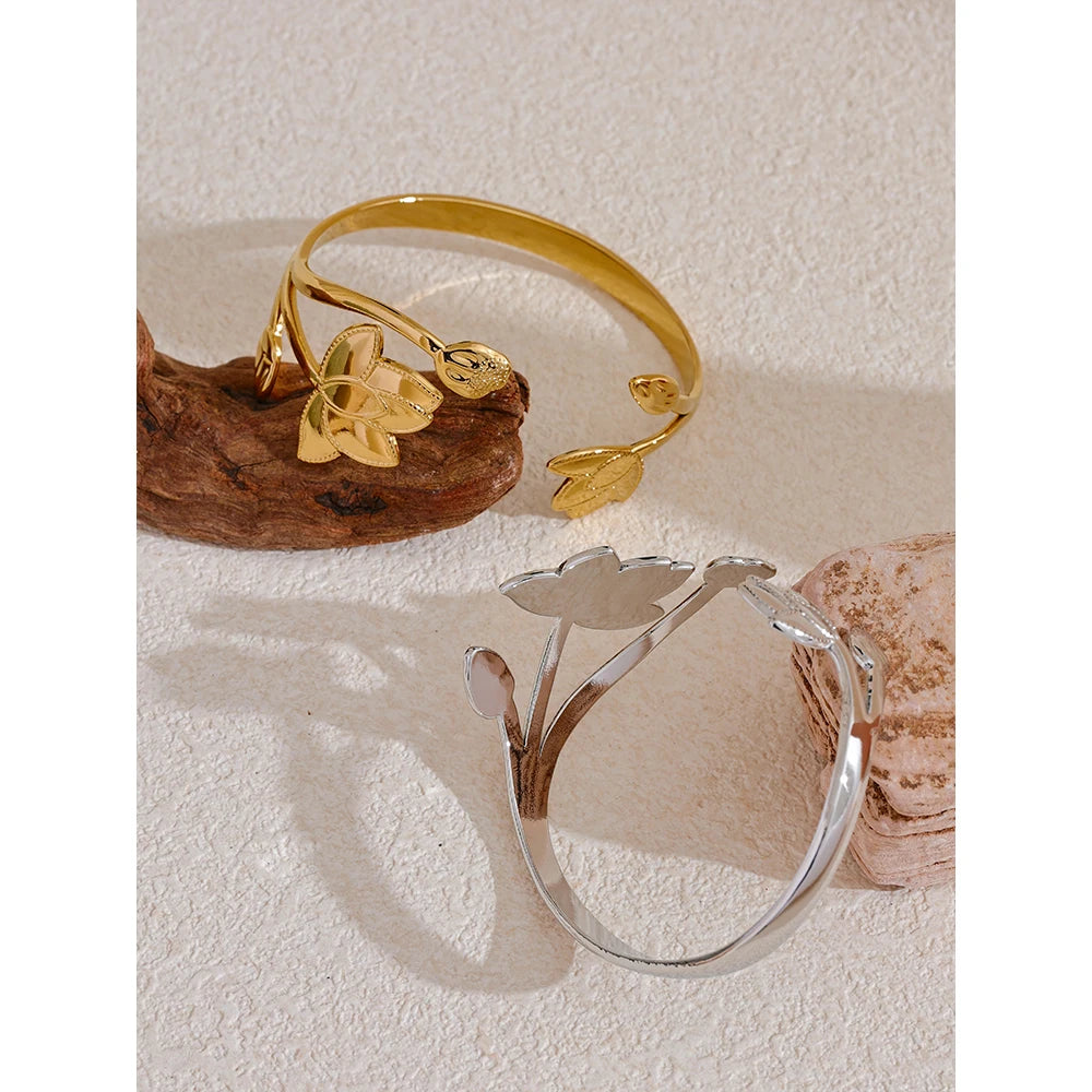 Isalene  Bracelets Liora Lotus Cuff Bracelet