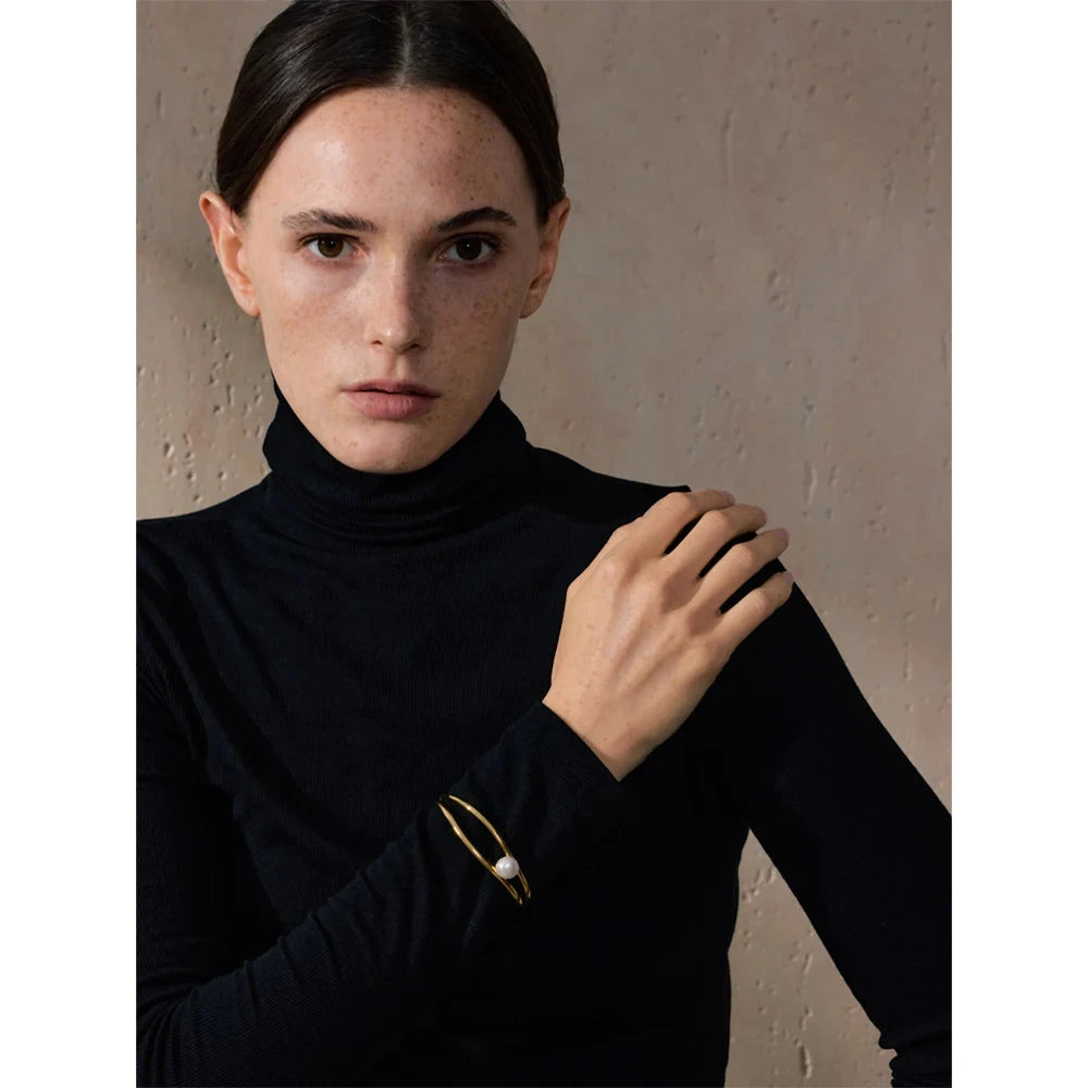 Isalene  Bracelets Lustrous Pearl Orbit Cuff