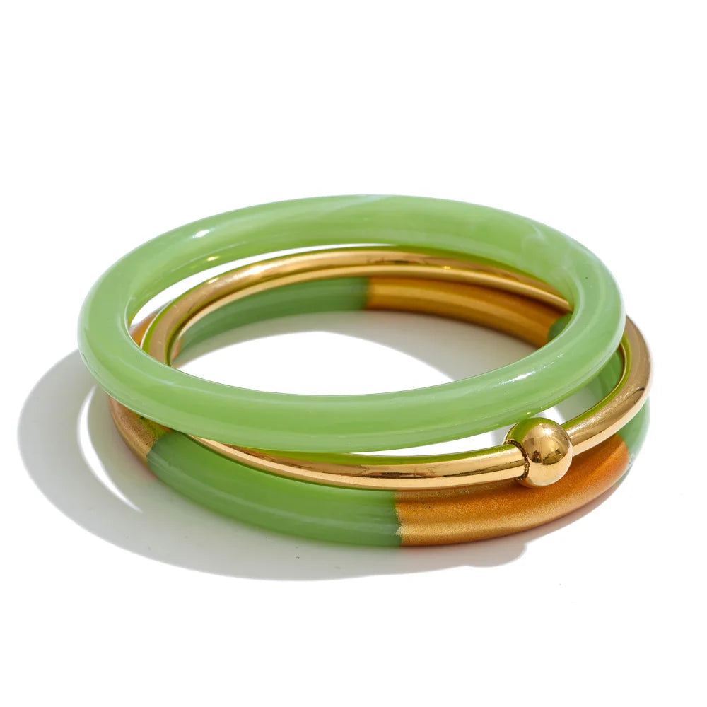 Isalene  Bracelets Mint Sienna Resin Stack Bracelet