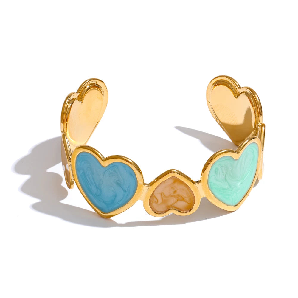 Isalene  Bracelets Ocean Blue / Diameter: 58–60 mm Sweetheart Charm Cuff