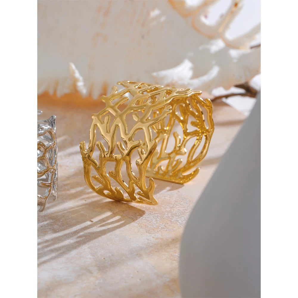 Isalene  Bracelets Ocean Coral Openwork Cuff