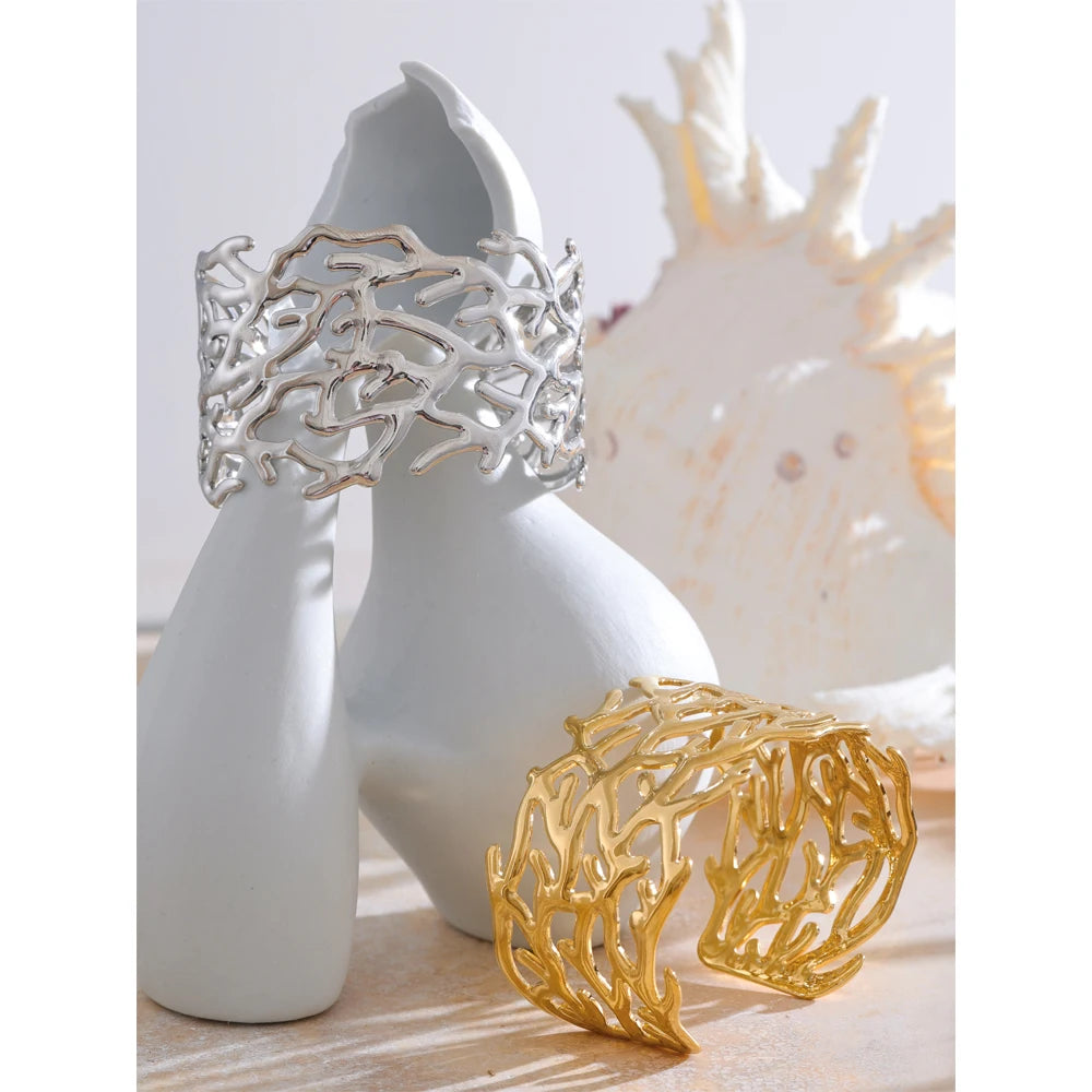Isalene  Bracelets Ocean Coral Openwork Cuff