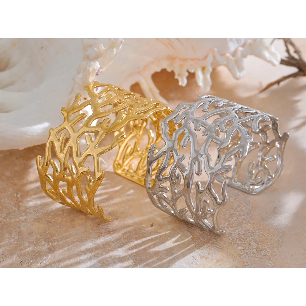 Isalene  Bracelets Ocean Coral Openwork Cuff