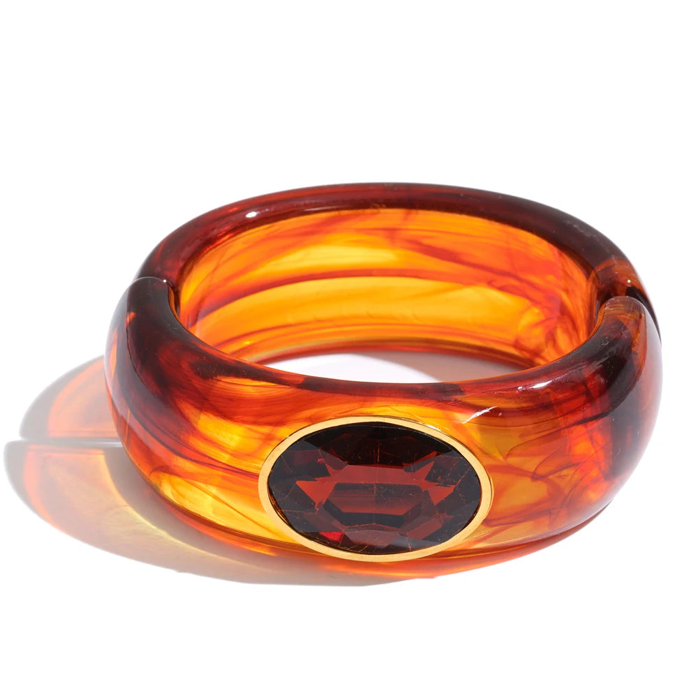 Isalene  Bracelets Orange Marbella Stone Bangle