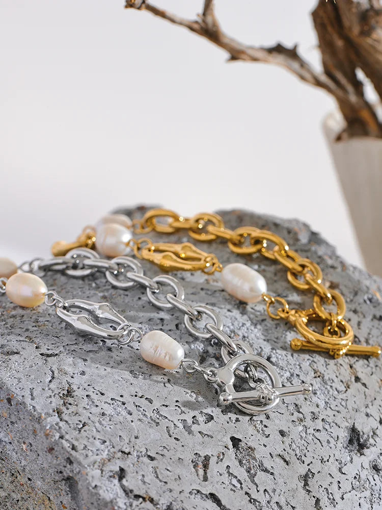 Isalene  Bracelets Pearl Link Charm Bracelet