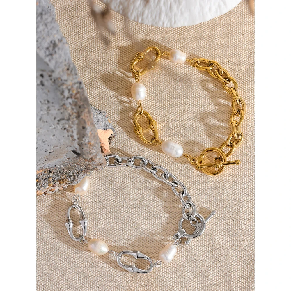 Isalene  Bracelets Pearl Link Charm Bracelet