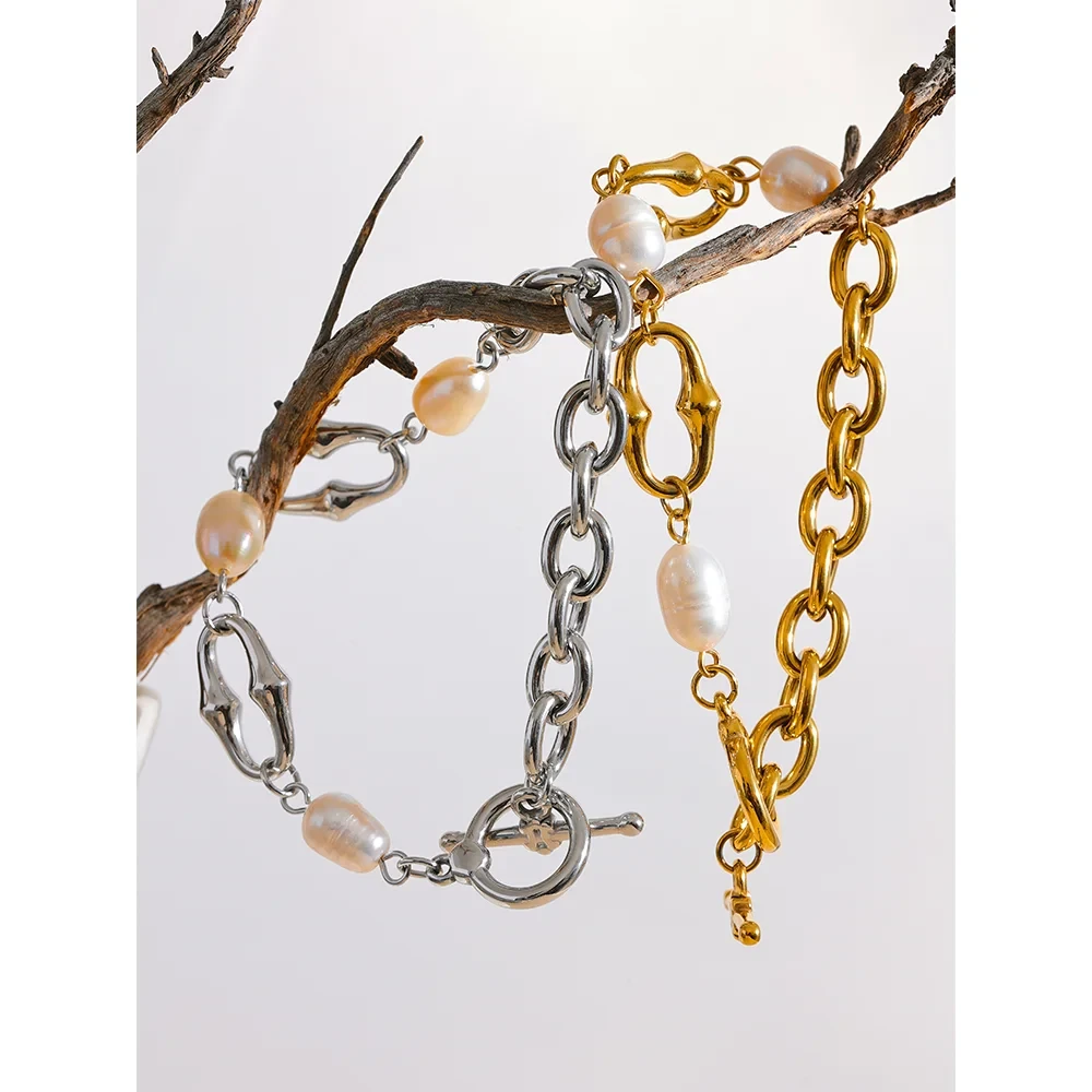 Isalene  Bracelets Pearl Link Charm Bracelet