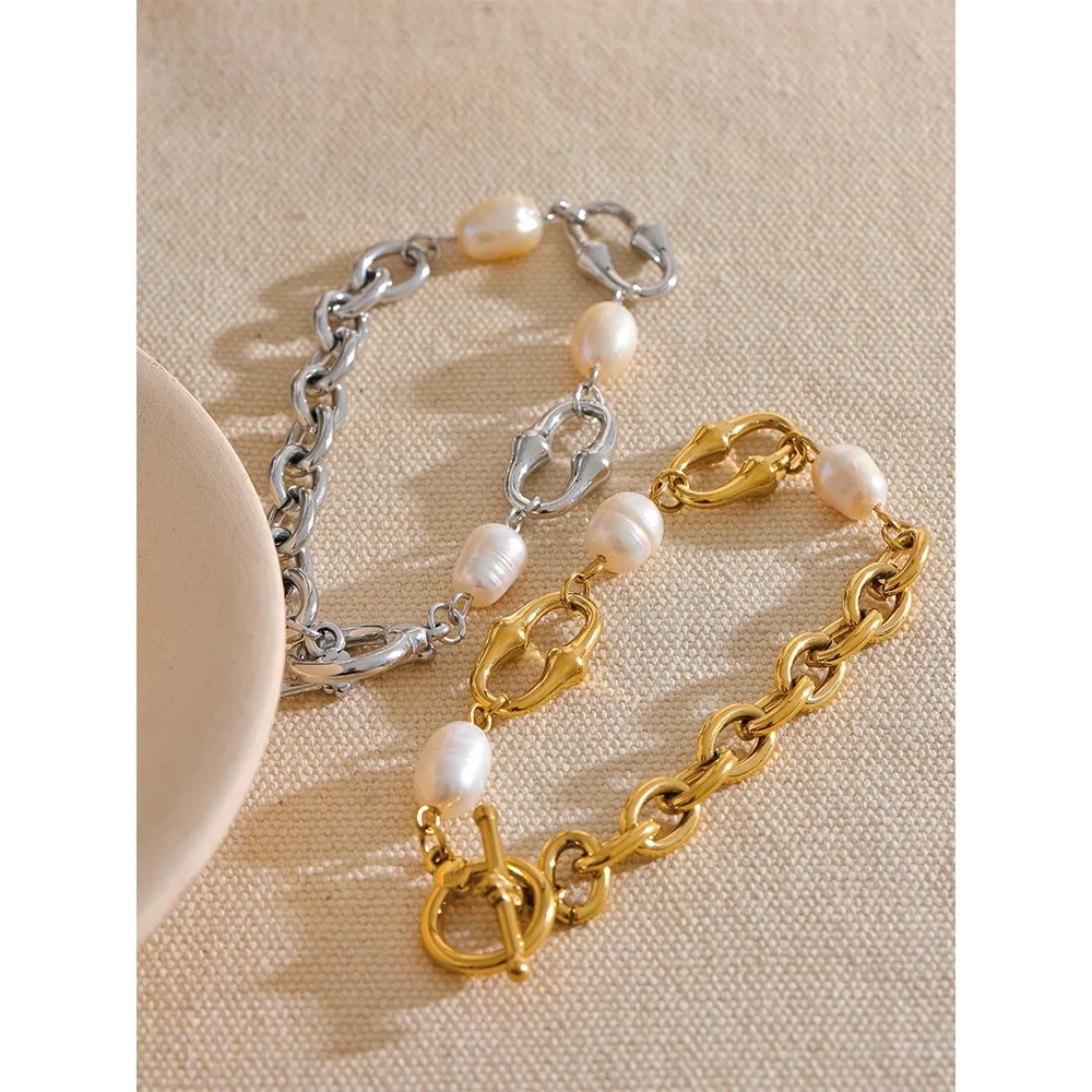 Isalene  Bracelets Pearl Link Charm Bracelet