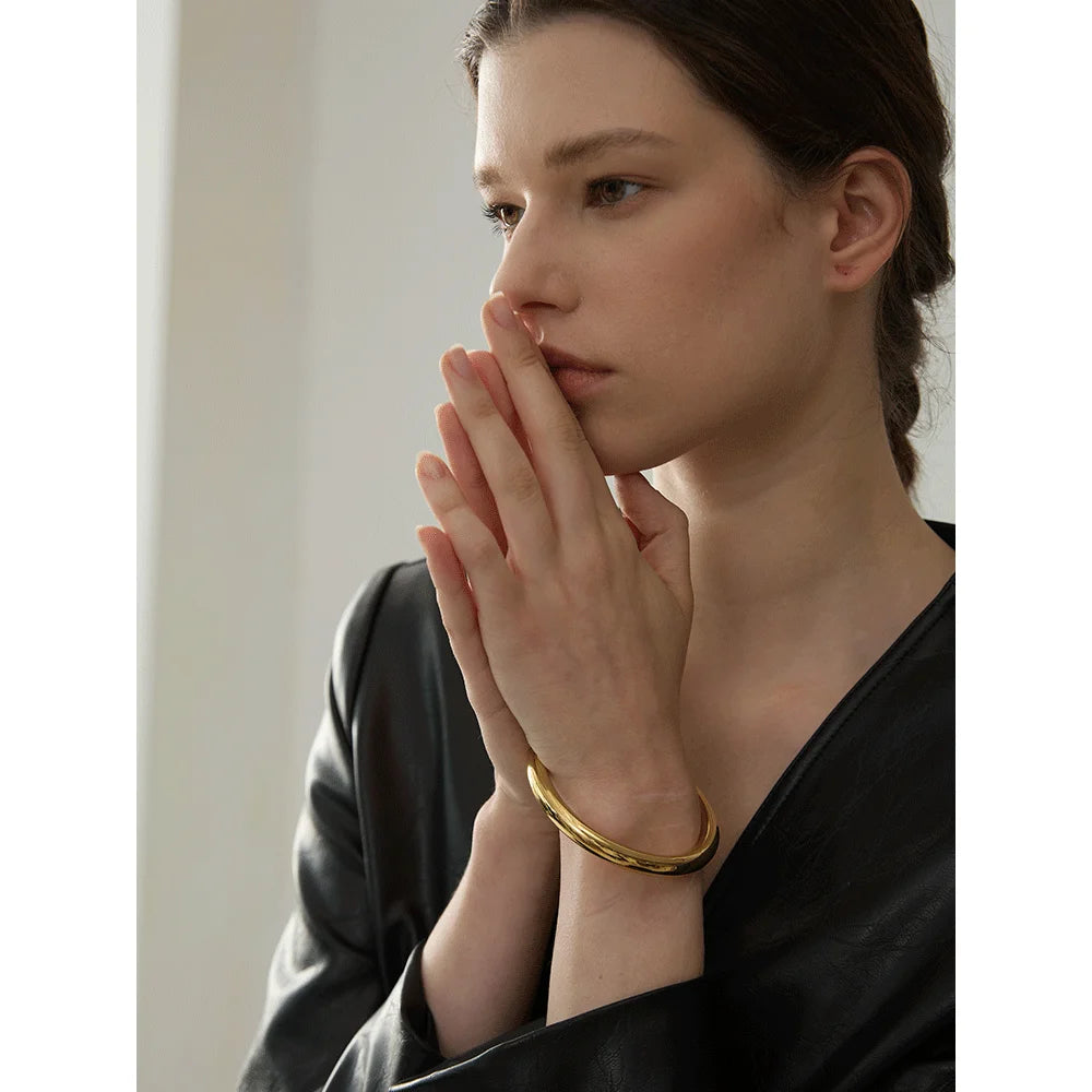 Isalene  Bracelets Polished Duo Bangle Set