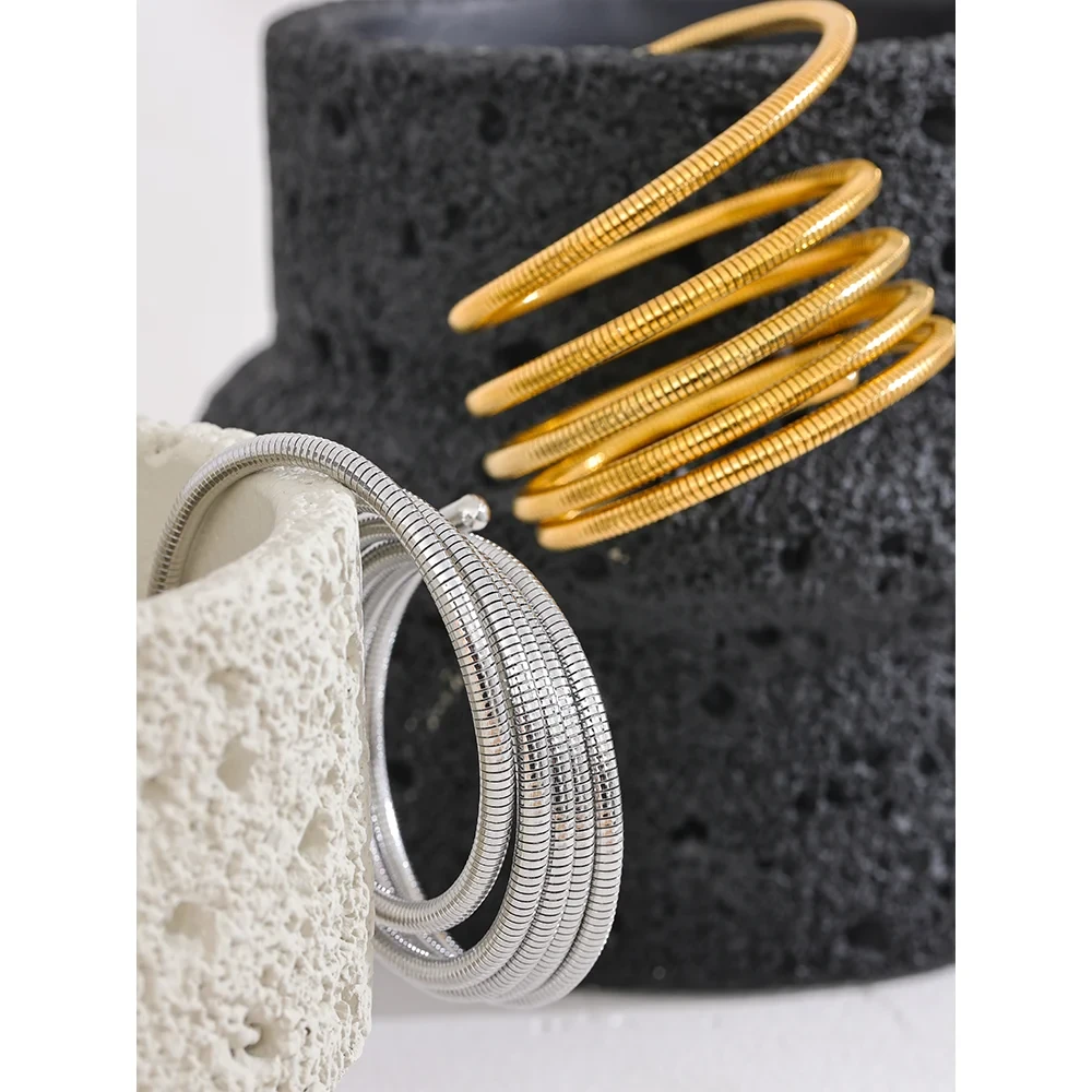 Isalene  Bracelets Sculpted Coil Wrap Bangle