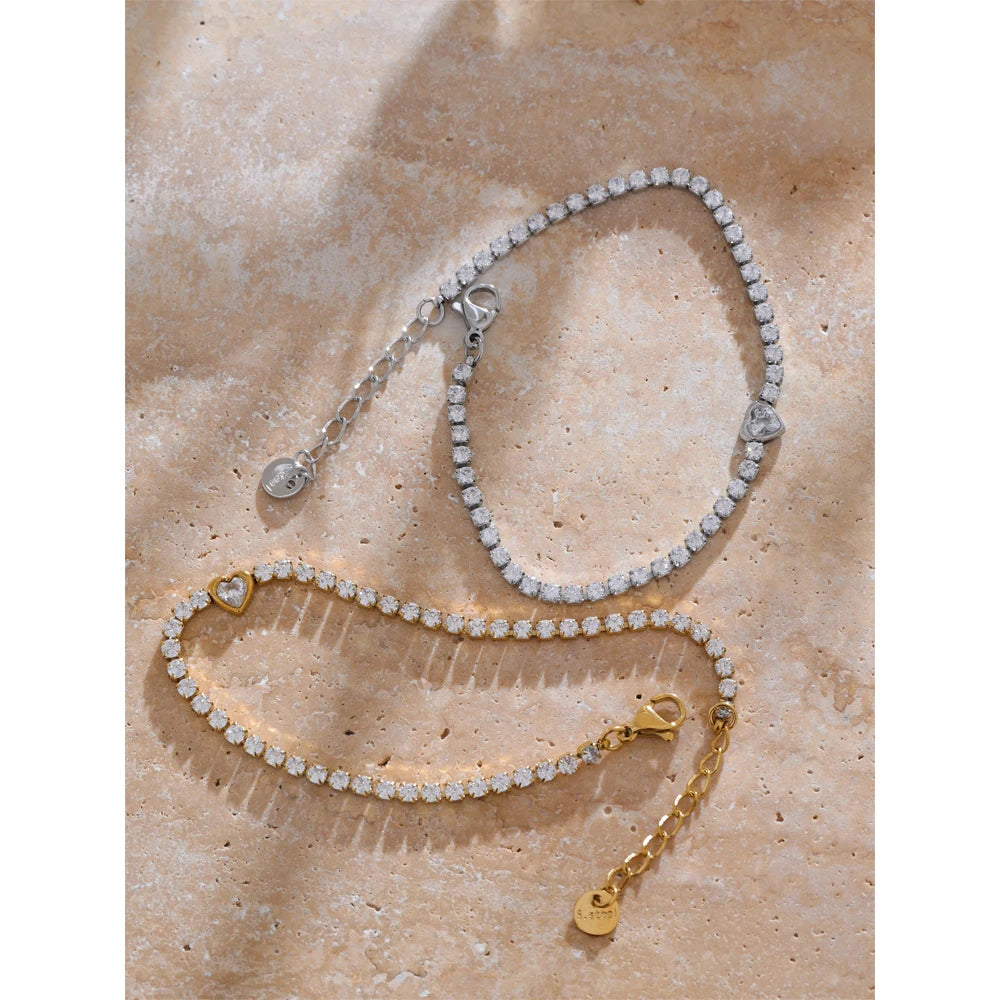 Isalene  Bracelets Seraphina Heart Tennis Bracelet