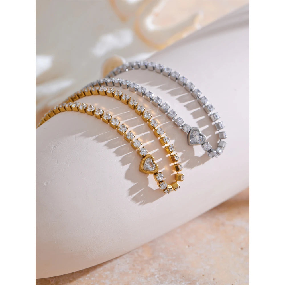 Isalene  Bracelets Seraphina Heart Tennis Bracelet