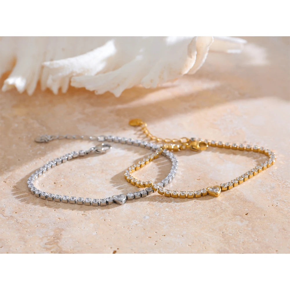 Isalene  Bracelets Seraphina Heart Tennis Bracelet