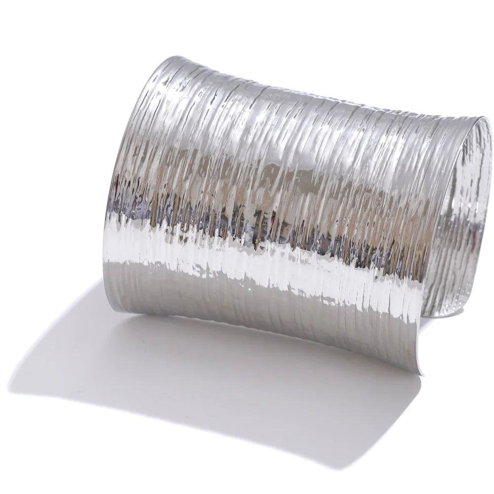 Isalene  Bracelets Silver Aurora Textured Cuff Bracelet