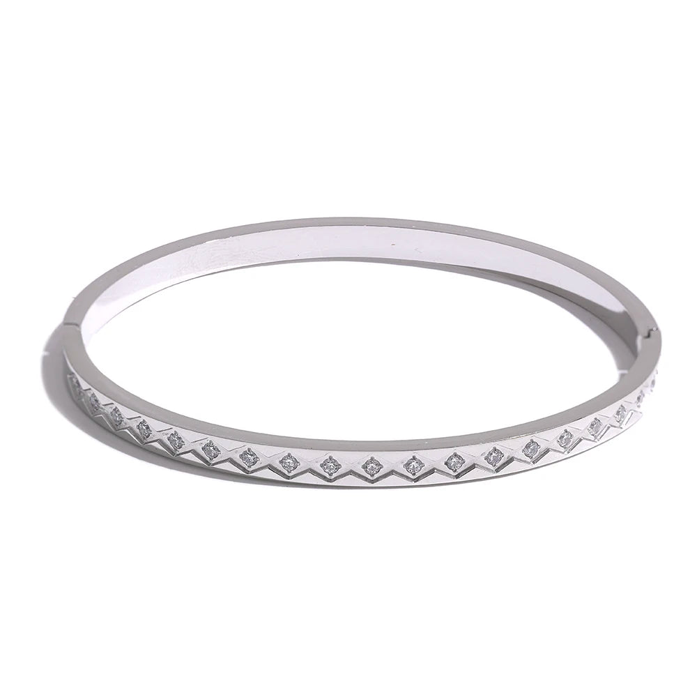 Isalene  Bracelets Silver Celeste Crystal Bangle Bracelet