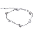 Isalene  Bracelets Silver Double Heart Chain Bracelet