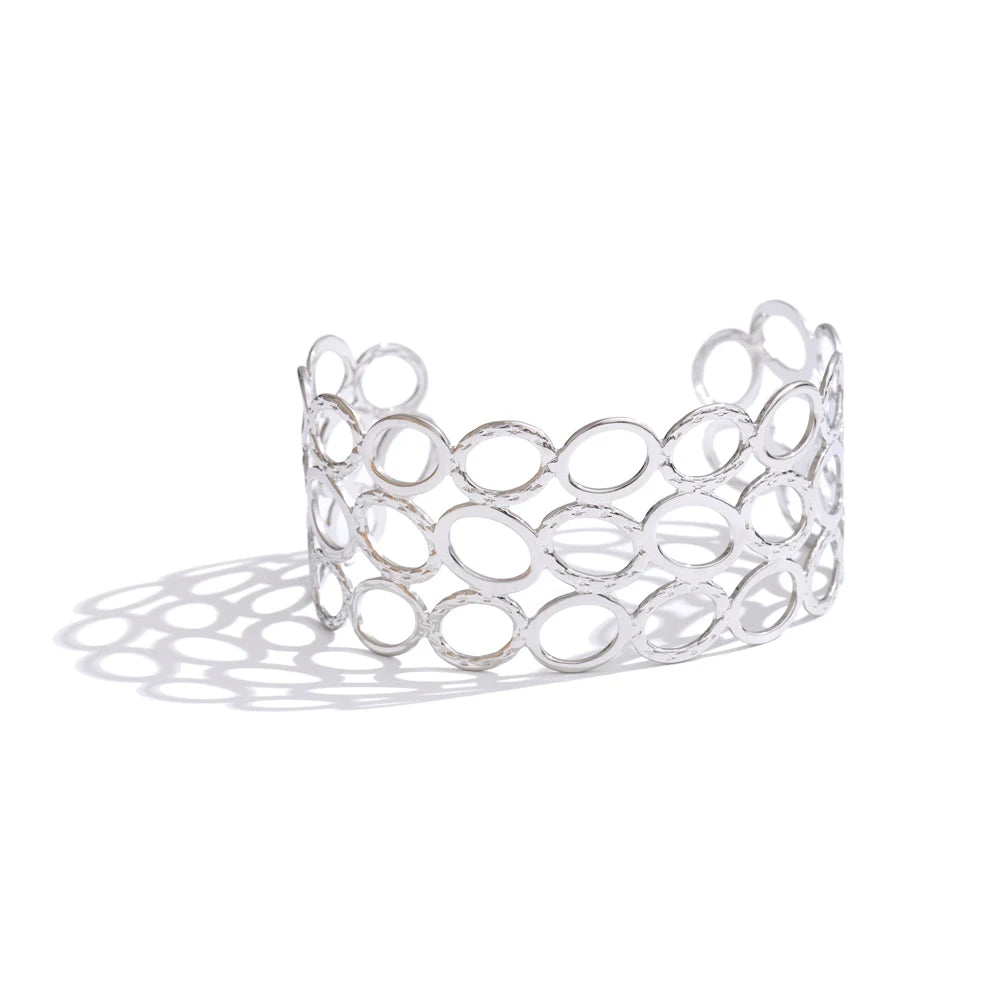 Isalene  Bracelets Silver Eclipse Circle Cuff Bracelet