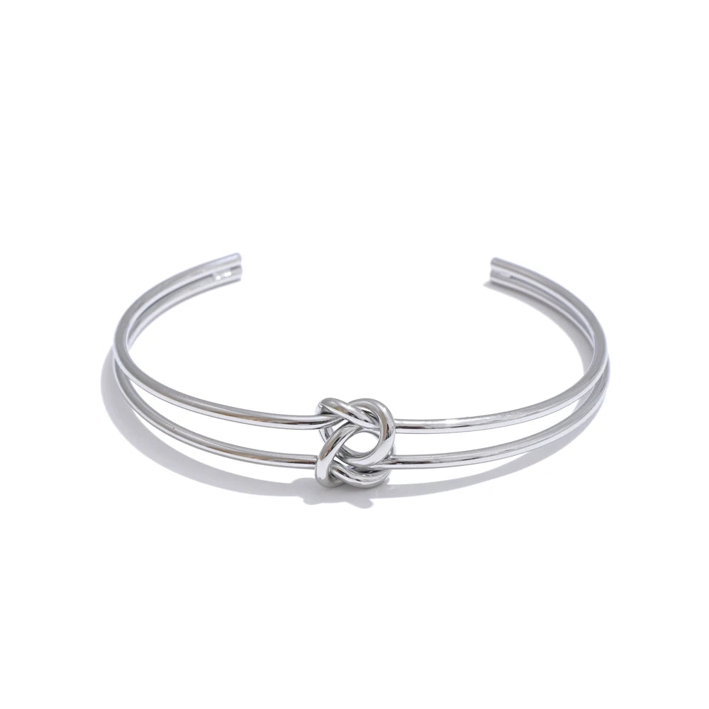 Isalene  Bracelets Silver Infinity Knot Cuff Bracelet