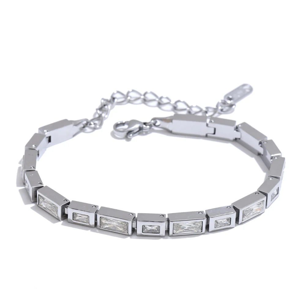 Isalene  Bracelets Silver Linear Facet Bracelet