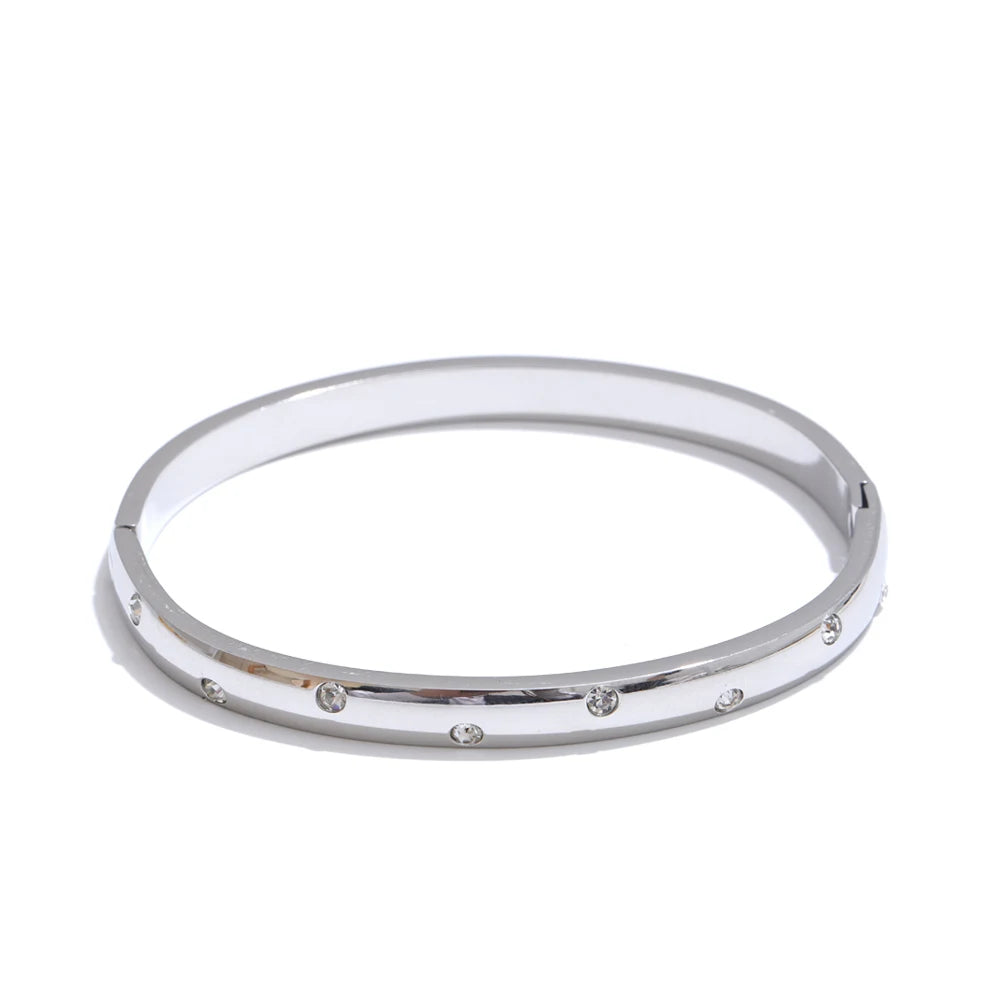 Isalene  Bracelets Silver Luna Crystal Bangle