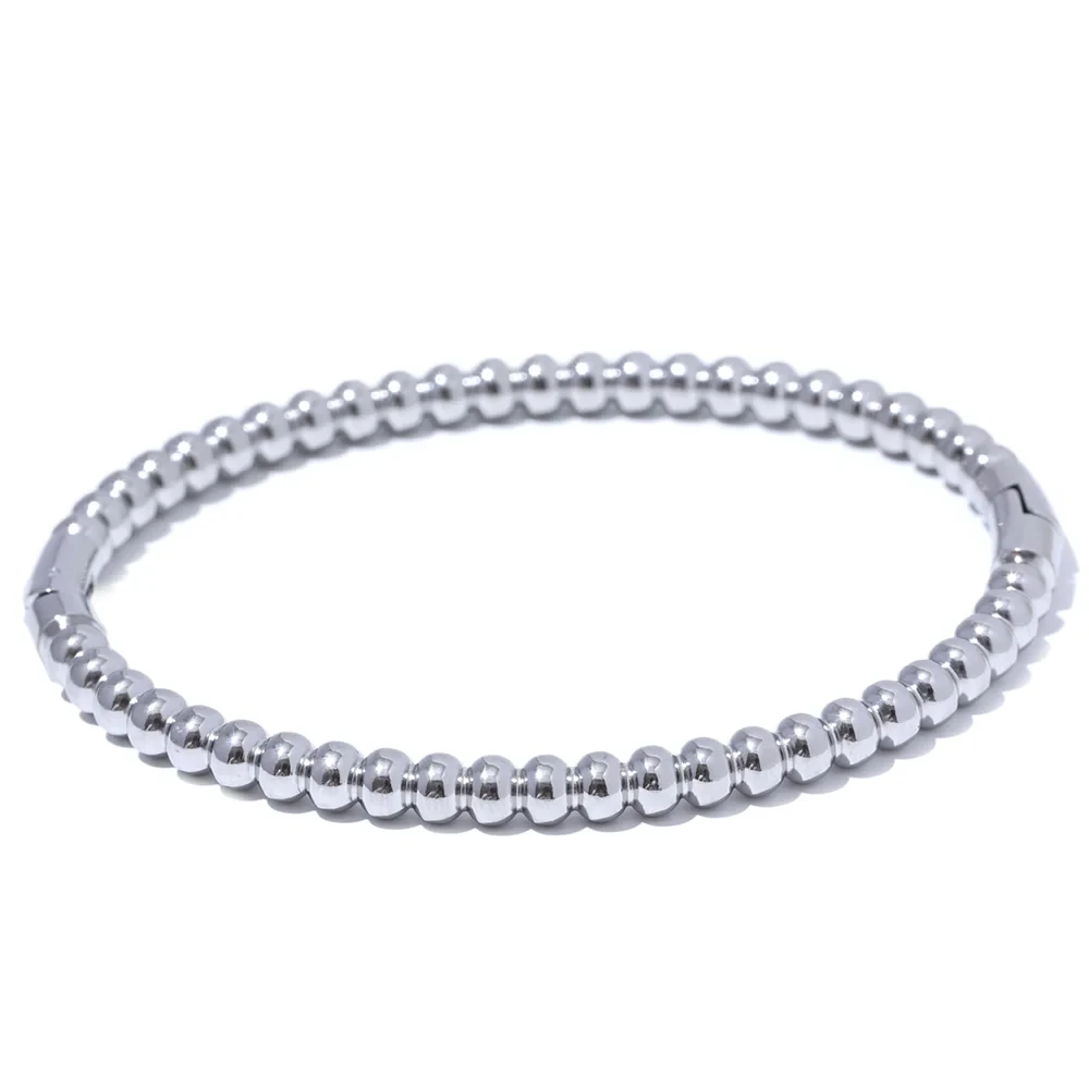 Isalene  Bracelets Silver Lyra Beaded Stretch Bracelet