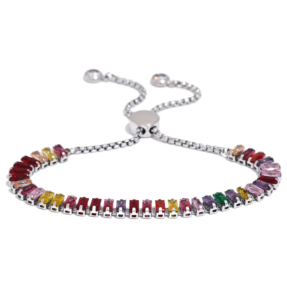 Isalene  Bracelets Silver / Multicolor Spectrum Line Slider Bracelet