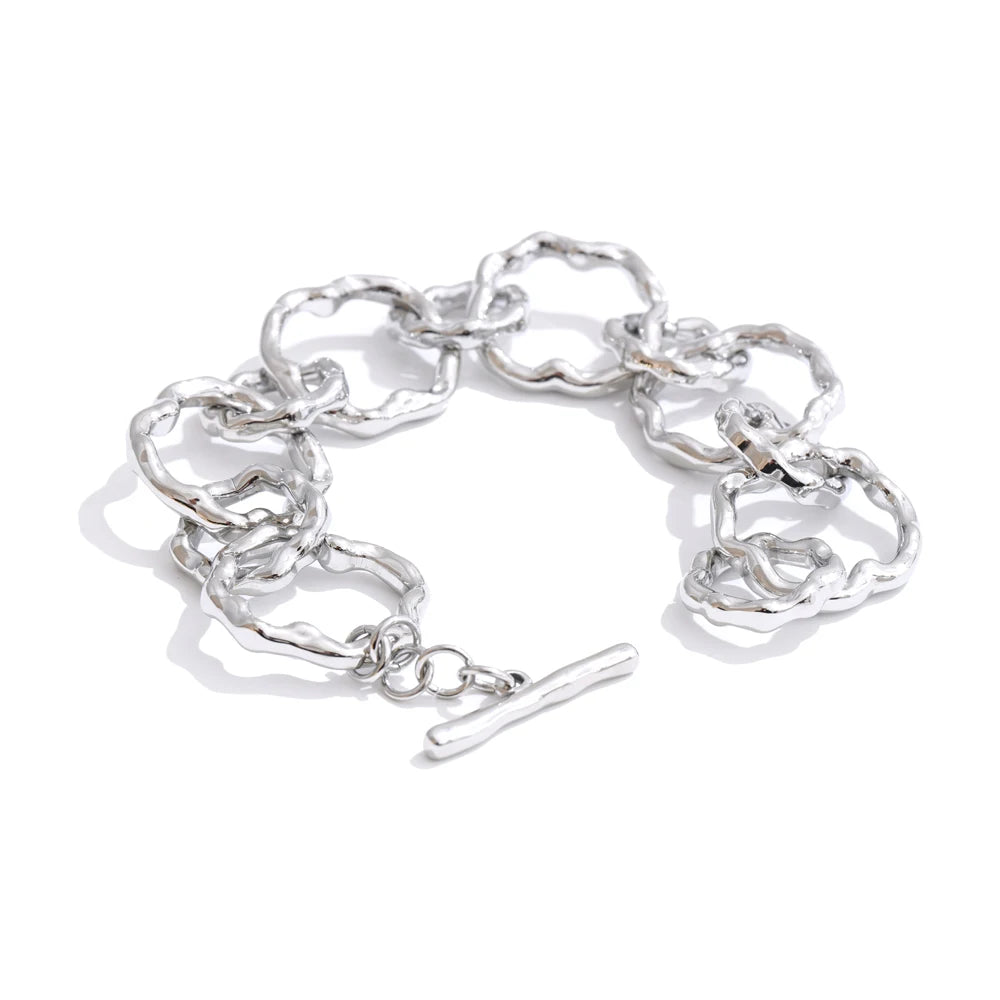 Isalene  Bracelets Silver Oro Ripple Link Bracelet
