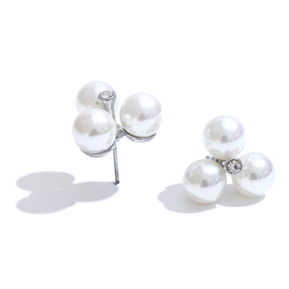 Isalene  Bracelets Silver Pearl Cluster Stud Earrings