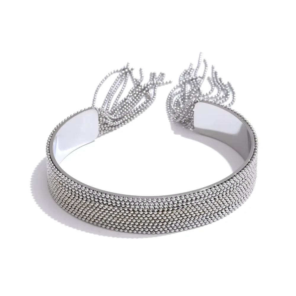 Isalene  Bracelets Silver Selene Fringe Cuff