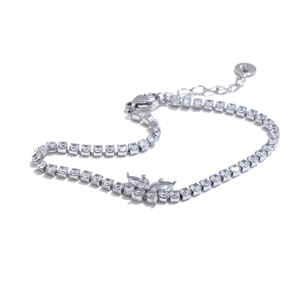 Isalene  Bracelets Silver Seraphina Crystal Butterfly Bracelet