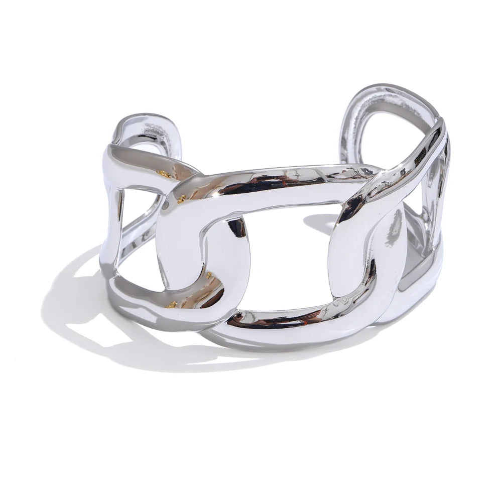 Isalene  Bracelets Silver Sienna Sculptural Cuff Bracelet