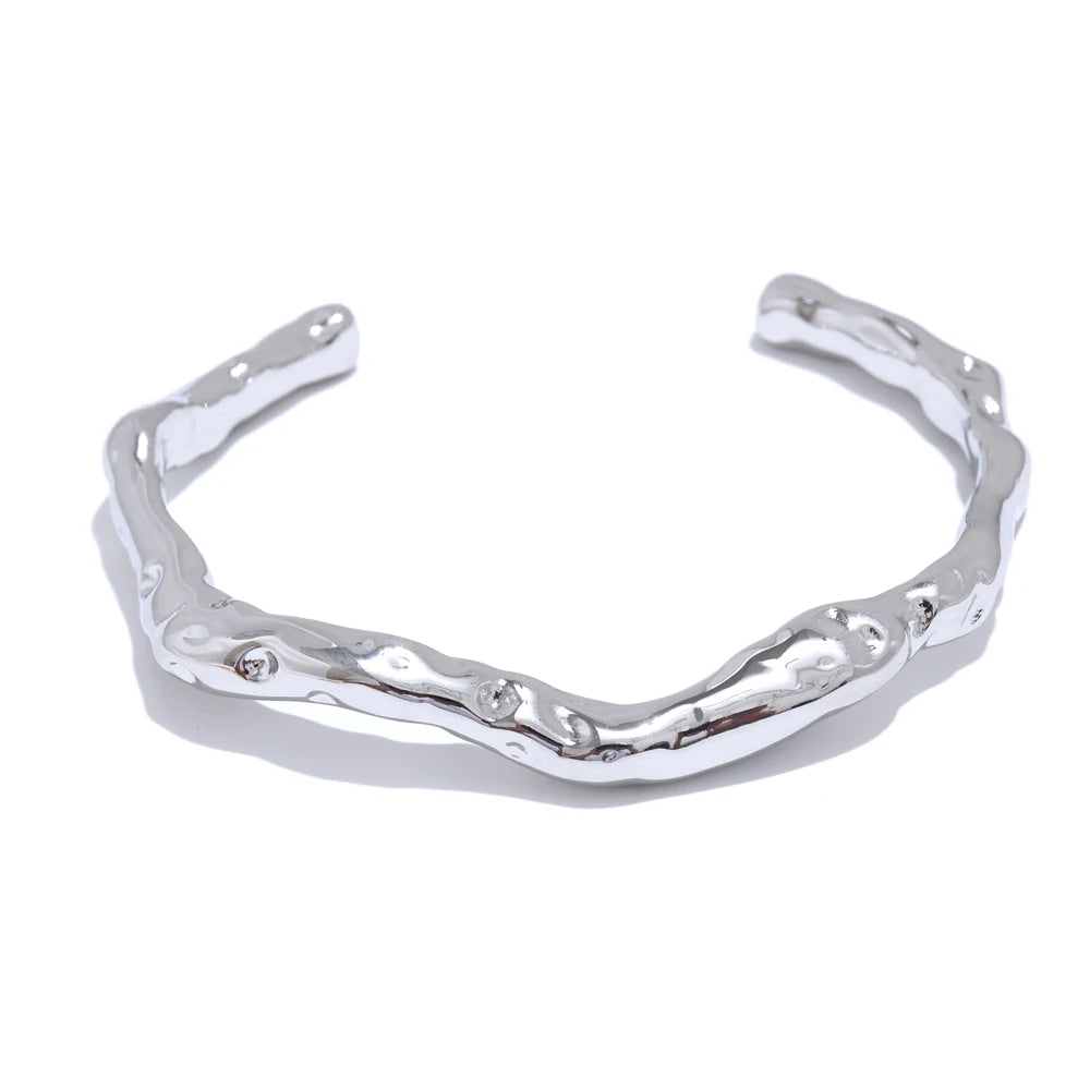 Isalene  Bracelets Silver Terra Hammered Cuff