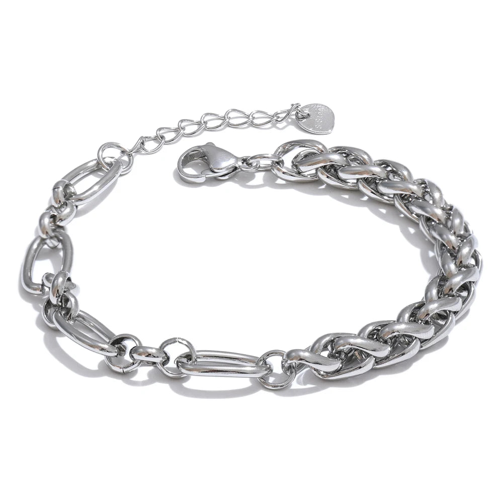 Isalene  Bracelets Silver Twist Link Chain Bracelet