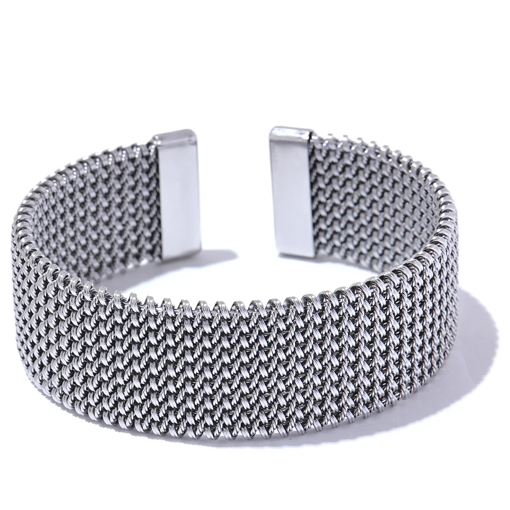 Isalene  Bracelets Silver Valmere Mesh Cuff