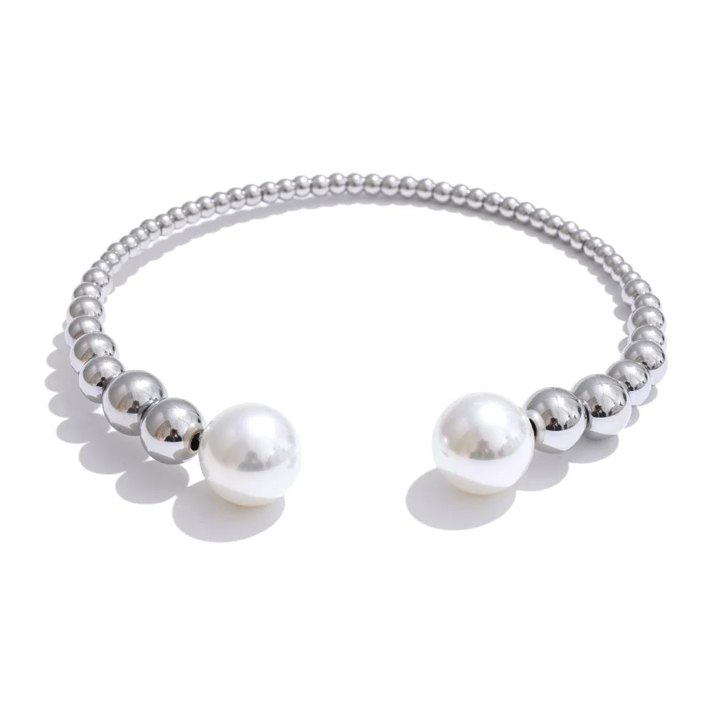 Isalene  Bracelets Silver Vivienne Pearl Cuff