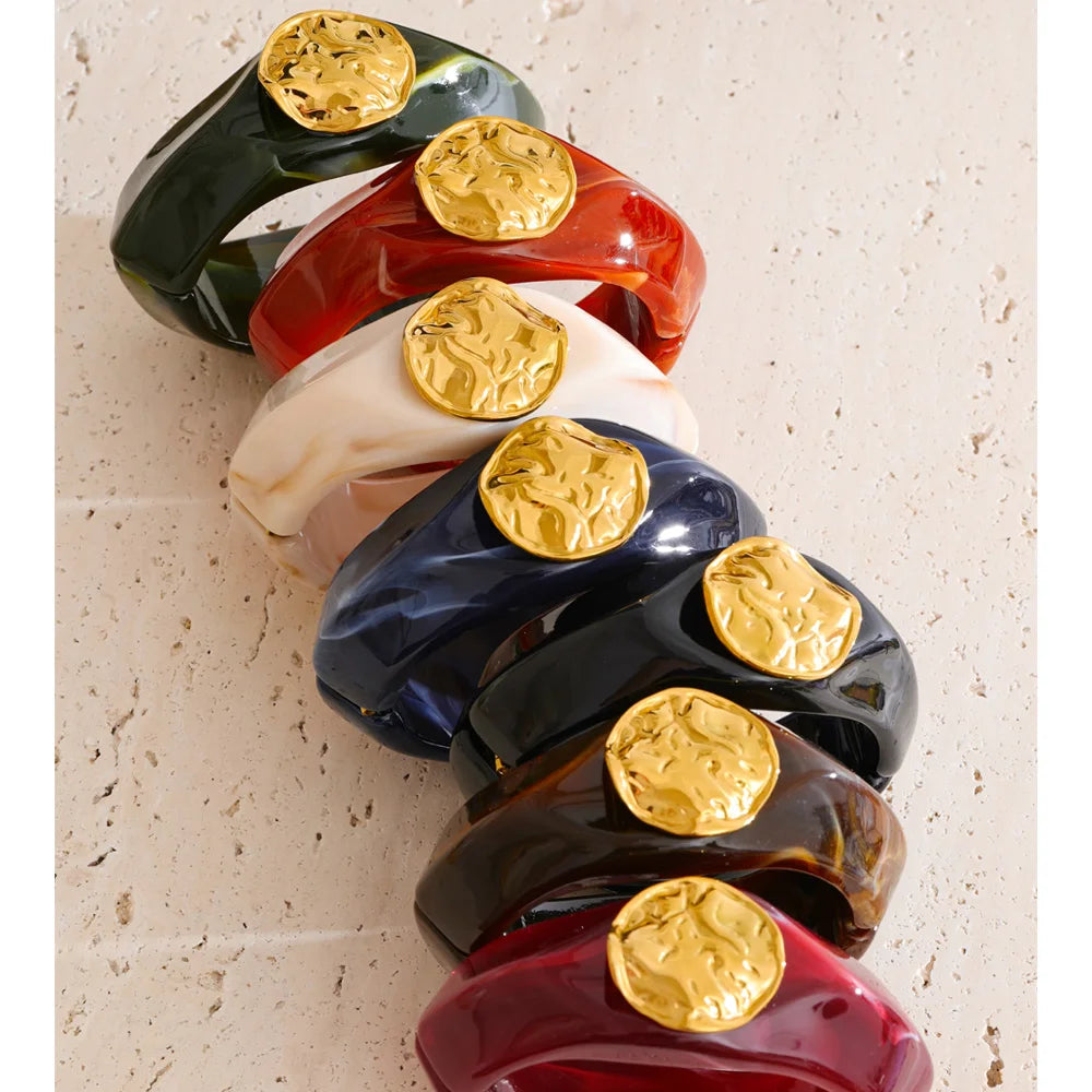 Isalene  Bracelets Twisted Resin Statement Bangle