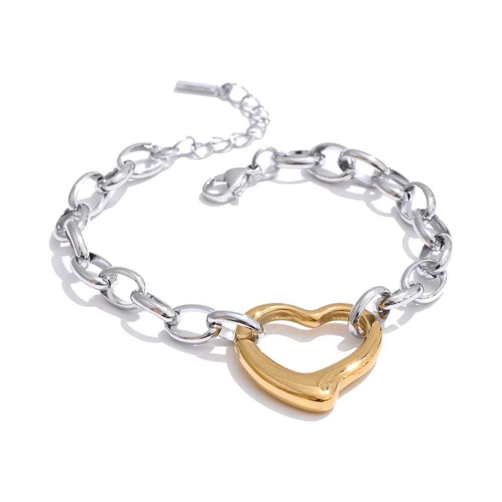 Isalene  Bracelets Two-Tone Amour Heart Bracelet