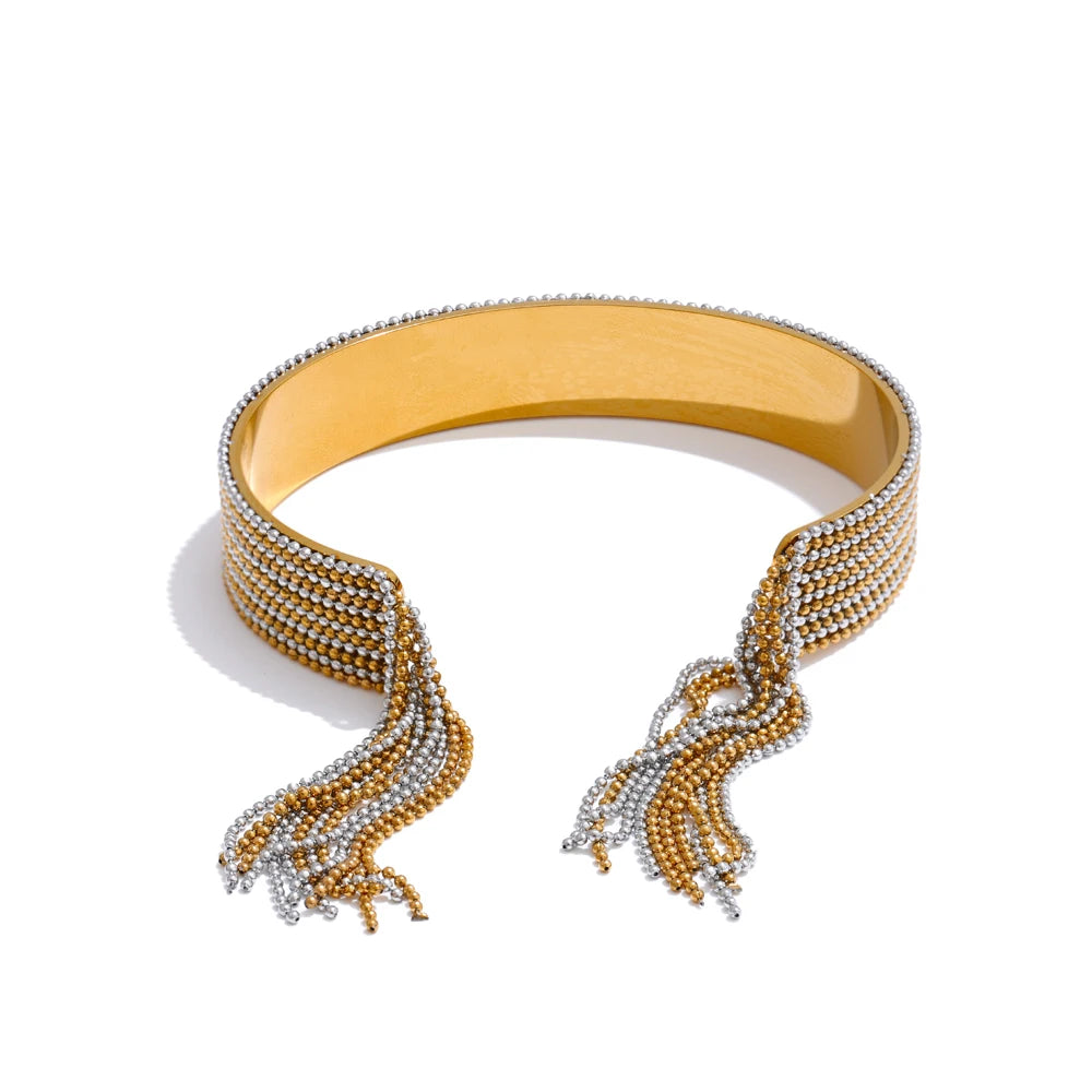 Isalene  Bracelets Two-Tone Selene Fringe Cuff