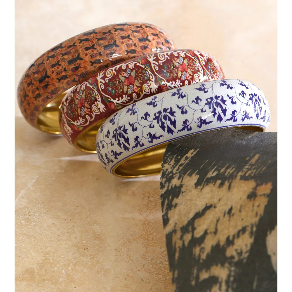 Isalene  Bracelets Vintage Floral Enamel Bangle