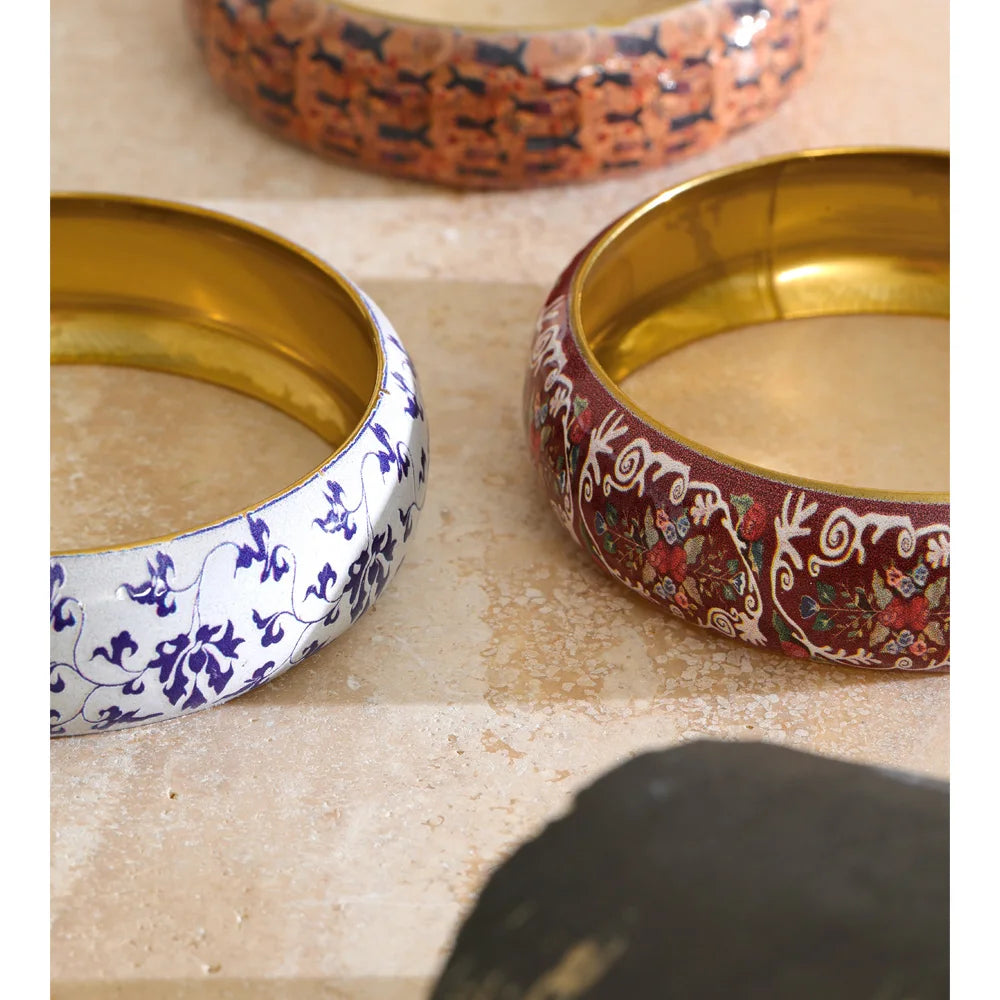 Isalene  Bracelets Vintage Floral Enamel Bangle