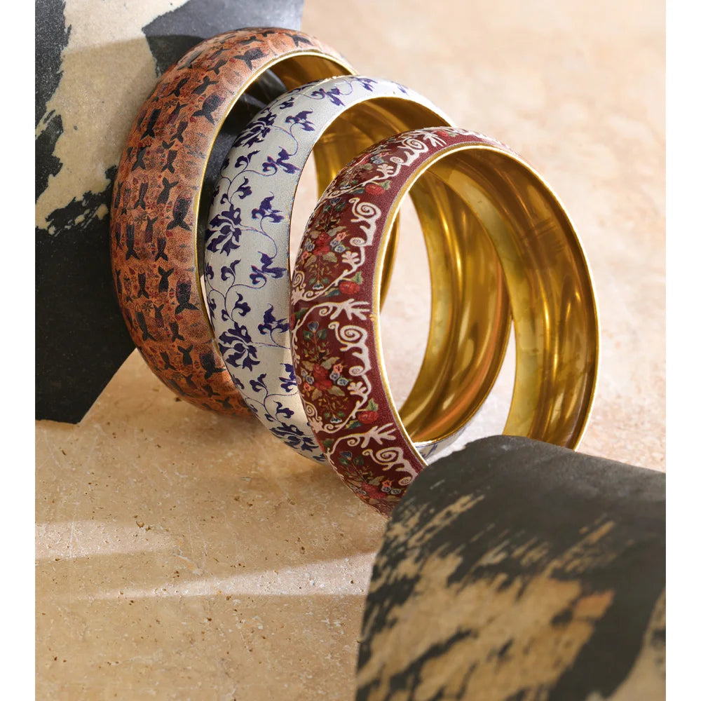 Isalene  Bracelets Vintage Floral Enamel Bangle