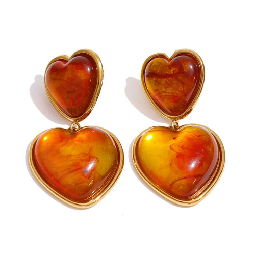 Isalene  Earrings Amber Capri Heart Drop Earrings