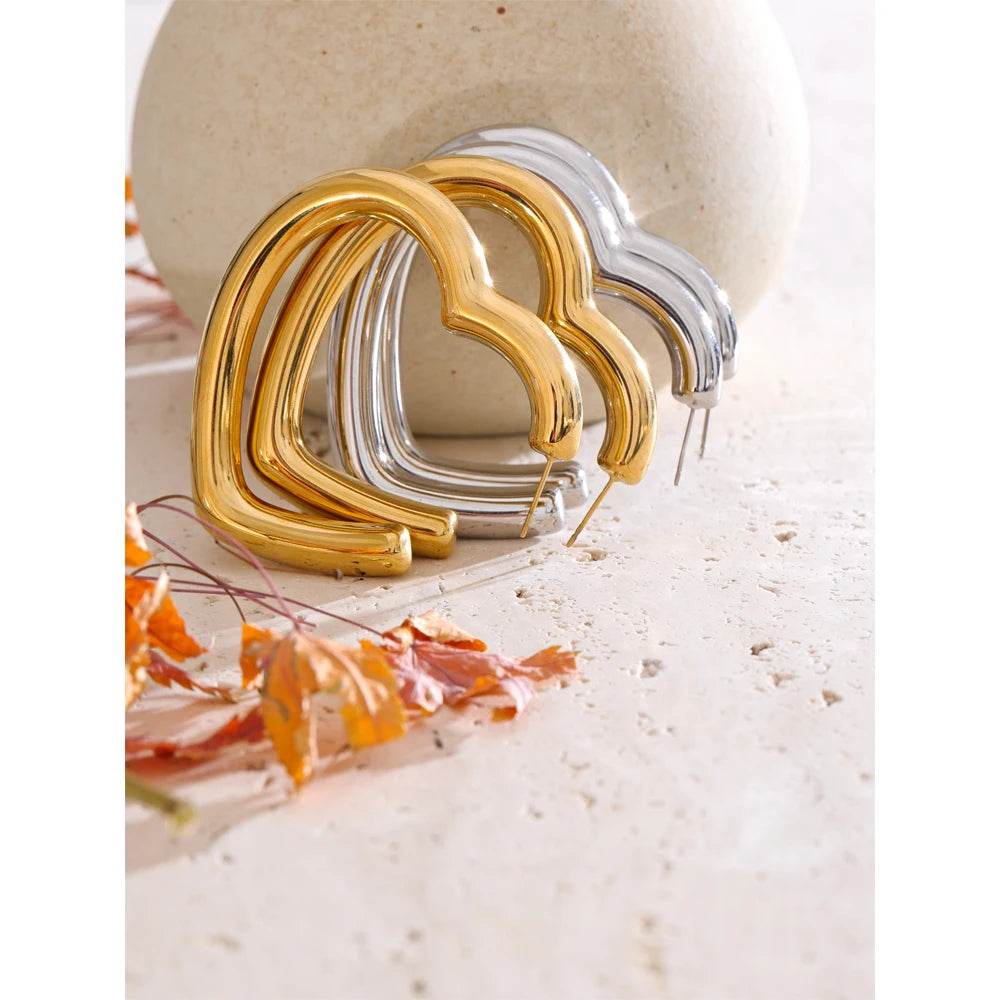 Isalene  Earrings Amora Heart Hoop Earrings