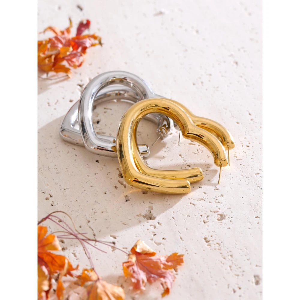 Isalene  Earrings Amora Heart Hoop Earrings