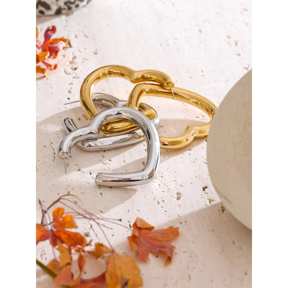 Isalene  Earrings Amora Heart Hoop Earrings