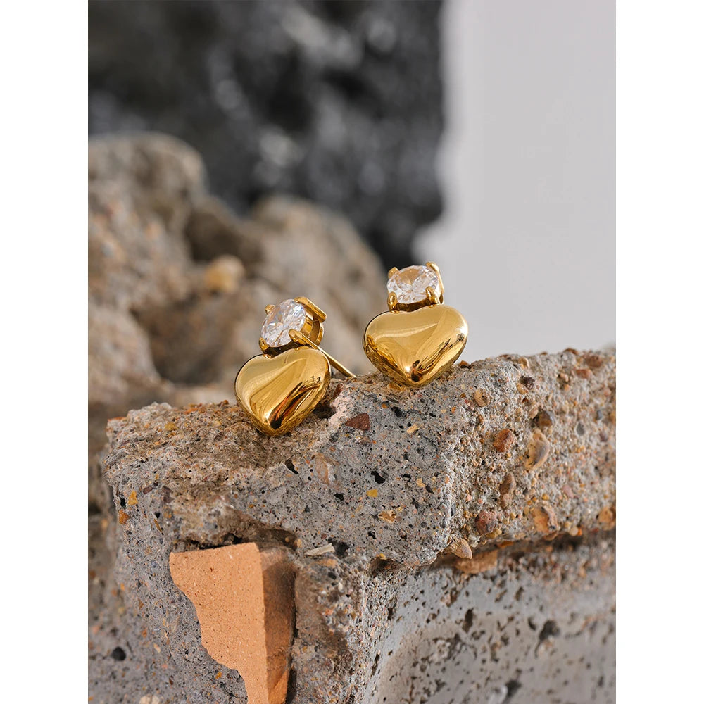 Isalene  Earrings Amora Heart Stud Earrings