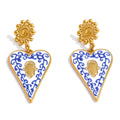 Isalene  Earrings Blue & Gold Valencia Heart Earrings
