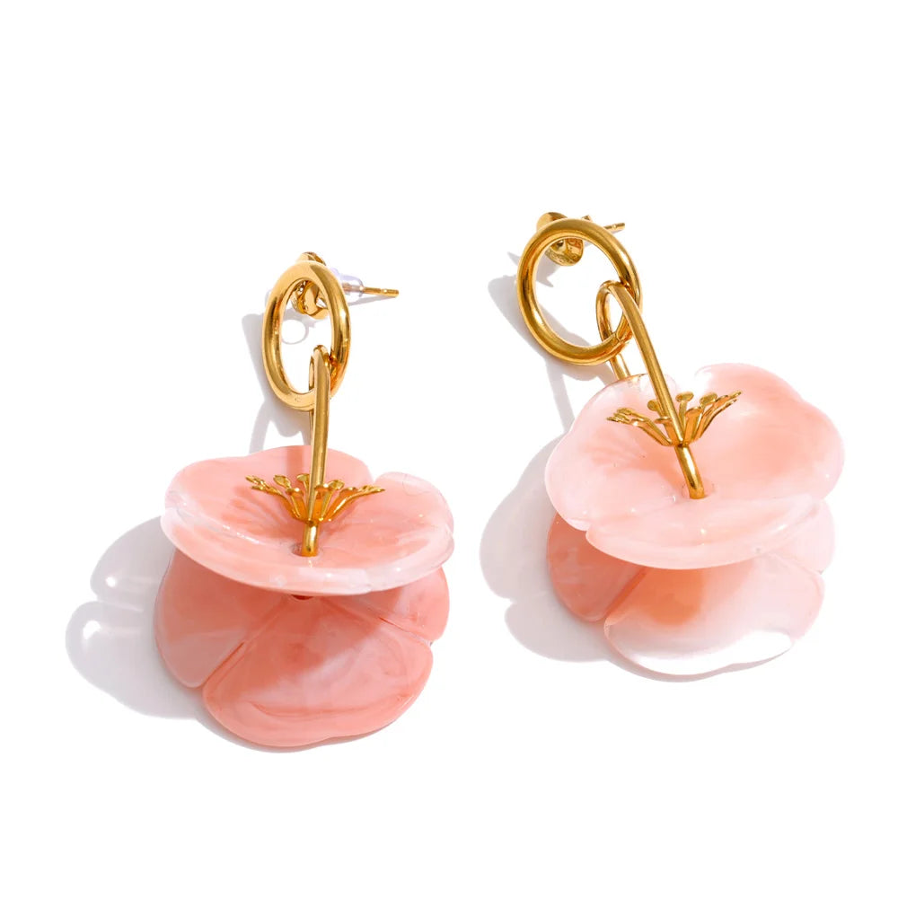 Isalene  Earrings Blush Pink Blooming Petal Drop Earrings