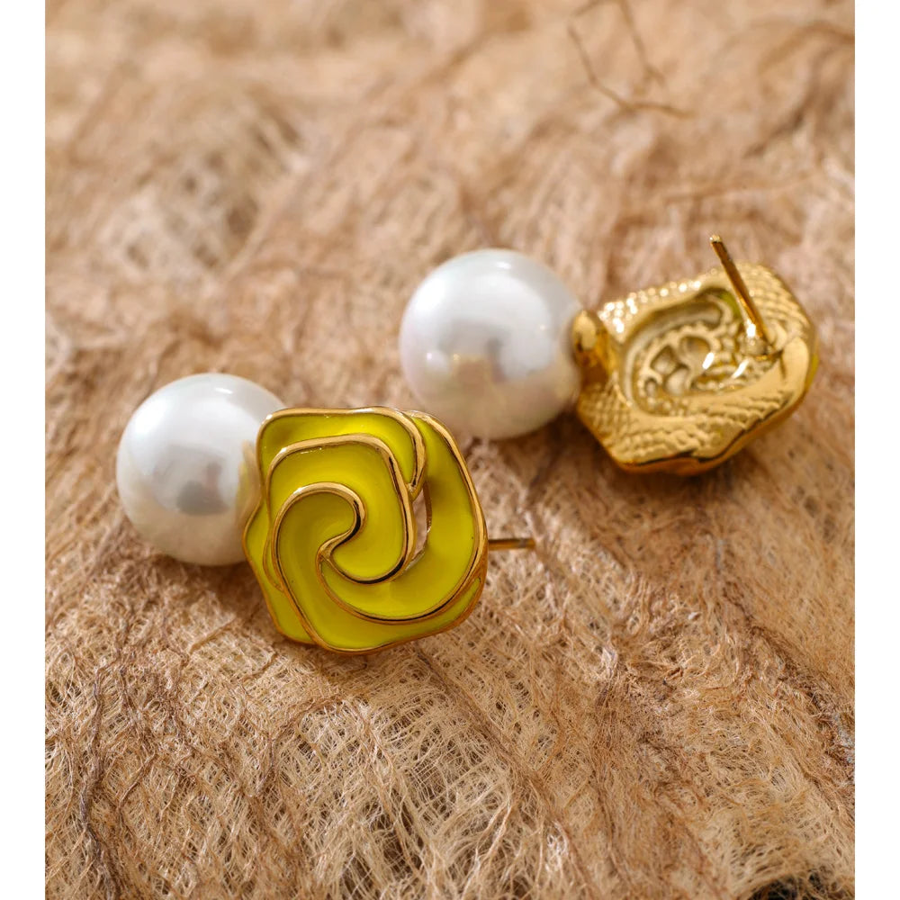 Isalene  Earrings Camellia Pearl Drop Earrings